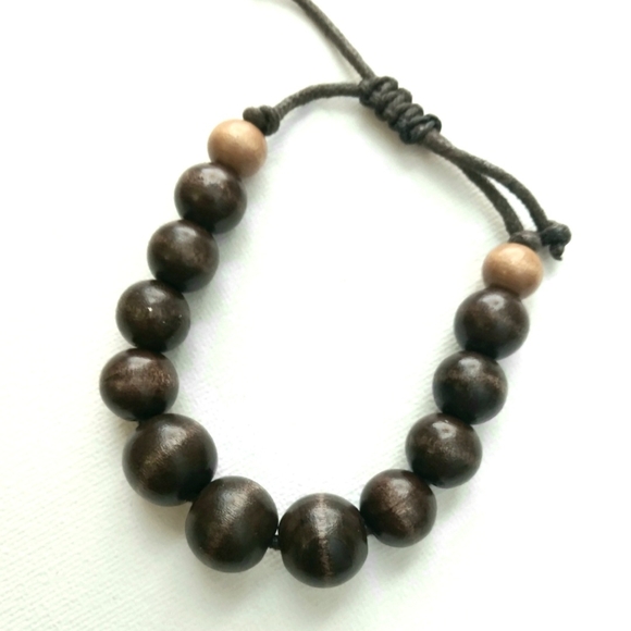 Other - Brown Wood Beaded Bracelet